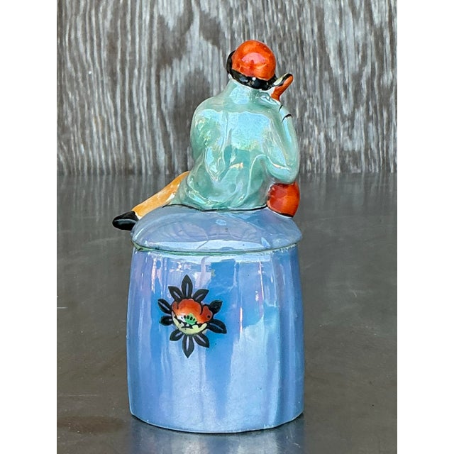 Mid 20th Century Vintage Art Deco Ceramic Cigarette Jar For Sale - Image 5 of 9
