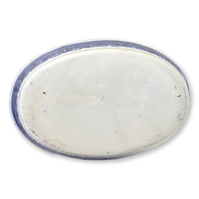 Antique English Willow Porcelain 6 Egg Cup Set w/ Handled Stand For Sale In Los Angeles - Image 6 of 6