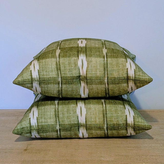 Brunschwig & Fils Girard Pillows in Leaf Softened cotton/linen blend, invisible zippers and professionally serged seams....