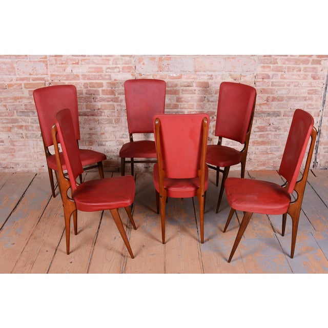 Vintage French Art Deco Chairs by Jules Leleu for Stella, 1940s, Set of 6 For Sale - Image 6 of 15