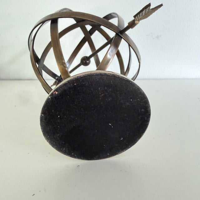 Brass Vintage Brass Armillary Sphere W Arrow Nautical Maritime Astrolabe Globe For Sale - Image 8 of 10