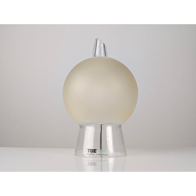 Murano Glass Table Lamp in Geometric Cone and Frosted Sphere by Itre, Venice, 1980s For Sale - Image 3 of 8