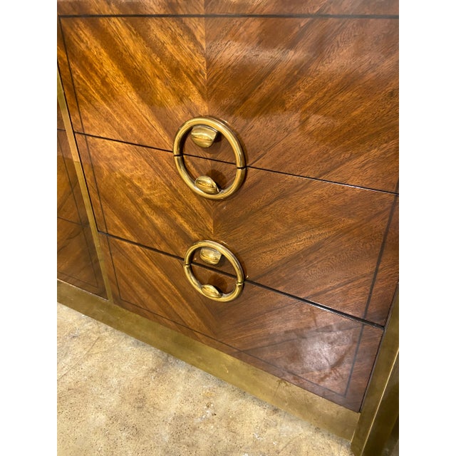 1990s Postmodern Mastercraft Triple Dresser With Ebony Inlay For Sale - Image 5 of 9