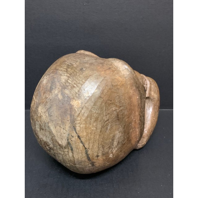 Wood Vintage Carved Solid Wood Skull Sculpture For Sale - Image 7 of 7