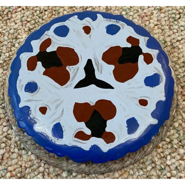 Glass Mid 20th Century Painted Glass Plate For Sale - Image 7 of 7