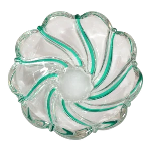 Mikasa Vintage Heavy Clear Art Glass Green Swirl Bowl Peppermint Frost Serving Dish Centerpiece