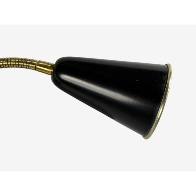 Upsala Armaturfabrik, Adjustable Wall Sconce, Black Metal, Brass, Sweden, 1960s For Sale - Image 11 of 13