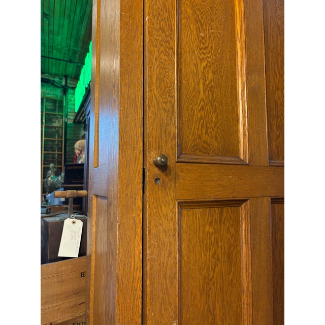 Early 20th Century Vintage Railroad Office Oak Filing Caninet For Sale - Image 5 of 9