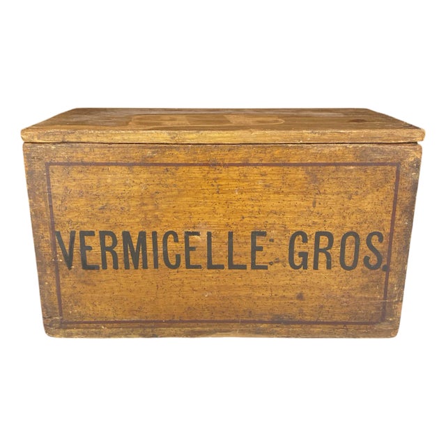 Antique French Box Faux Painted Vermicelle Gros Large Decorative Box Large For Sale