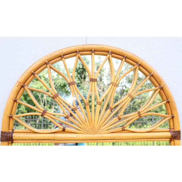 Oversize Dome Top Rattan and Bamboo Wall Mirror For Sale - Image 10 of 17