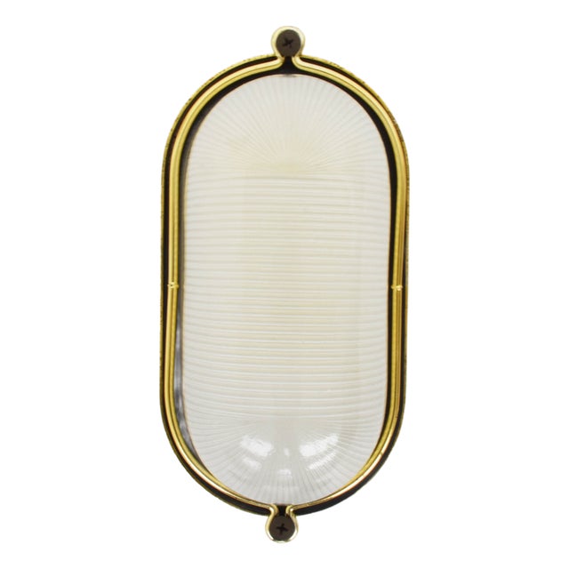 Nautical Wall Sconce in Brass and Glass, 1970 For Sale