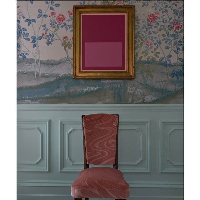 1940s French Parisian Art Deco Oak Dining Chairs in Blush Velvet - Set of 6 For Sale - Image 16 of 18