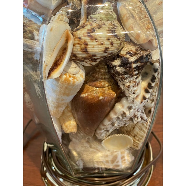 Transparent Vintage Coastal Glass Ginger Jar Shell Lamps - Five Available For Sale - Image 8 of 8