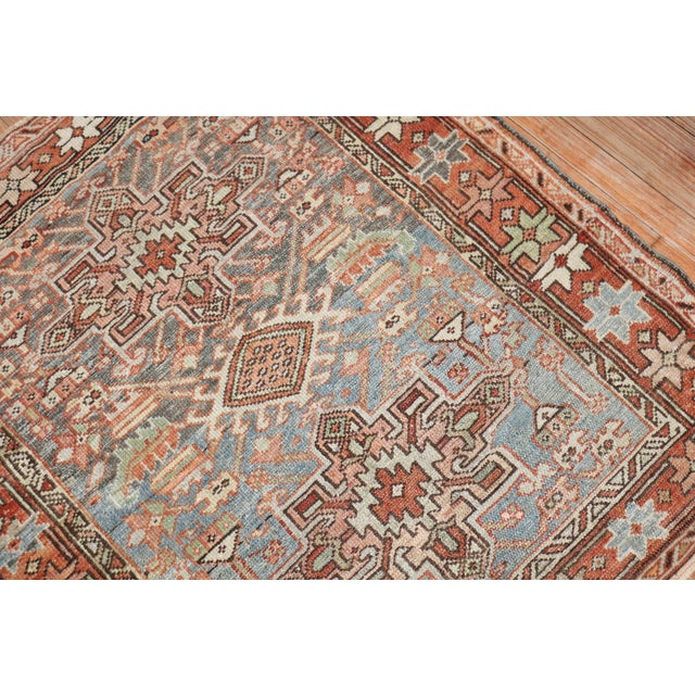 Sky Blue Antique Zabihi Collection Persian Heriz Small Square Rug - 3'6" x 3'11" For Sale - Image 8 of 10