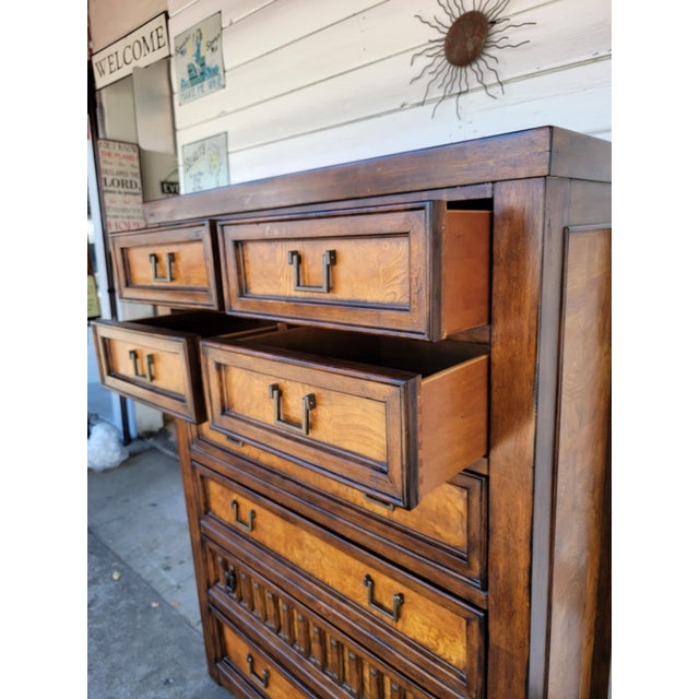 1990s Modern Wood Highboy Dresser. For Sale - Image 9 of 18