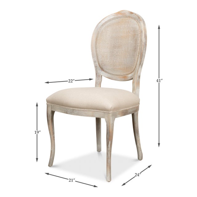 Louis XV Cane Back Dining Chairs in Gray Oak, Sets of 2 For Sale - Image 11 of 11