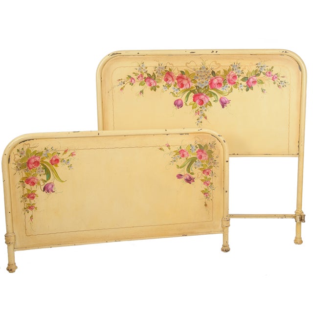 1920s French Style Girl's Bed with Hand Painted Flower Garland Bedframe ...