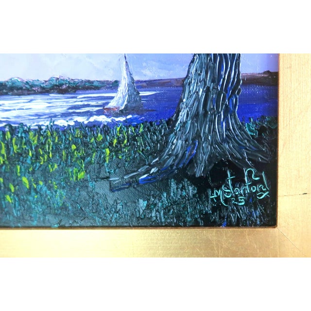 2020s "Night Sail" - Mark Stanford (American B. 1959 - ) - Signed Original Palette Knife Oil Painting For Sale - Image 5 of 12