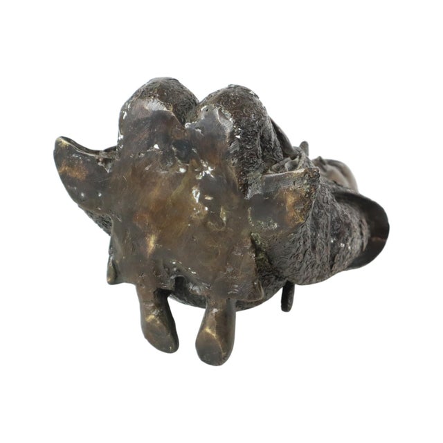 Brown Japanese Artist, Bronze Sculpture of a Japanese Warrior Kneeling Samurai, 1950s, Bronze For Sale - Image 8 of 13
