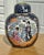 Vintage (1980's) Lidded Ginger Jar has a Chinese Style. Wood Base. The Measurements: 9"Diam. x 14"H / Without Lid 11"H....