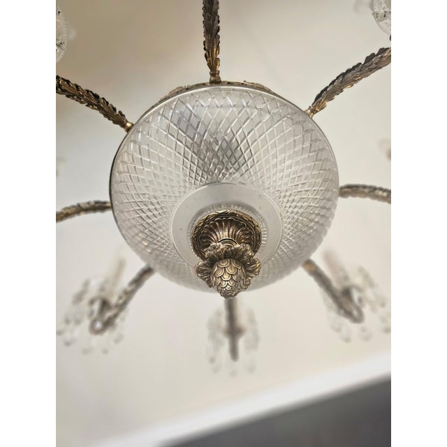 1930s French Empire Gilt Bronze and Crystal Chandelier With 8 Arms For Sale - Image 11 of 14