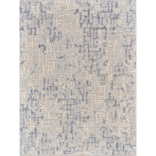 Exquisite Rugs Vista Handmade New Zealand Wool & Bamboo Silk Gray/Blue Rug-12'X15' For Sale
