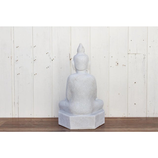 1990s Tall White Marble Burmese Buddha For Sale - Image 5 of 10