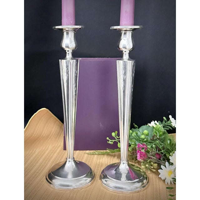 Vintage Sterling Silver Candle Sticks - a Pair For Sale - Image 11 of 11