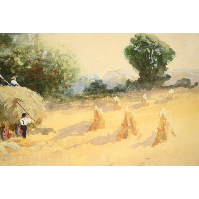 Wheat Field Harvest, Early 20th Century Figurative Landscape For Sale - Image 4 of 7