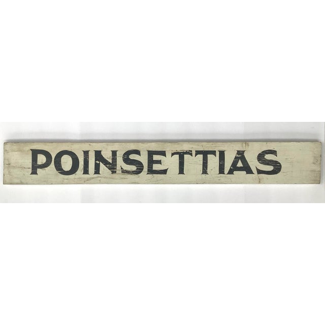 1950s Vintage Black and White Wood Poinsettias Sign For Sale - Image 5 of 9