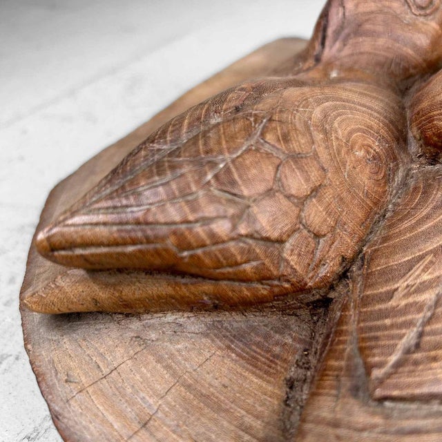 Wood Japanese Waterfowl in Carved Wood, 1940s For Sale - Image 7 of 18