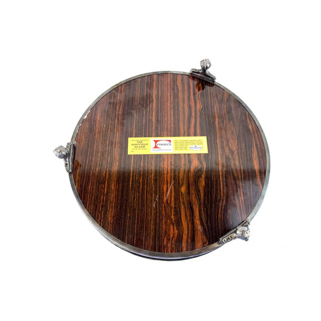 Silver Mid 20th Century Sheffield Silver Gallery Tray With Faux Rosewood Formica Insert For Sale - Image 8 of 9