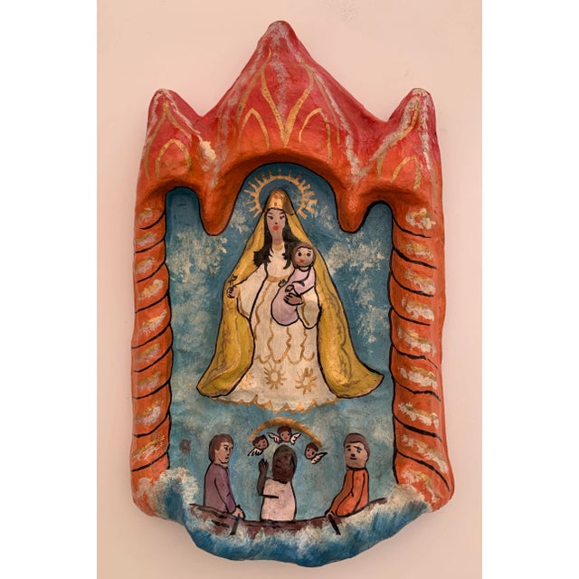 Vintage Our Lady of Charity Paper Maché Wall Plaque For Sale - Image 9 of 9