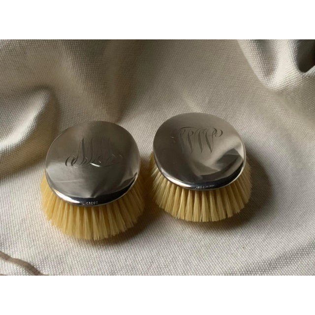 American Pair of American Sterling Silver Monogrammed Clothes Brushes - Gentleman's Elegance For Sale - Image 3 of 12