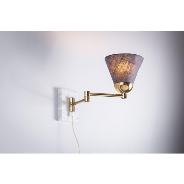 Folding Arm Wall Lamp with Marble Base For Sale - Image 9 of 9