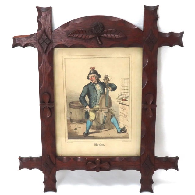 Antique American Victorian Folk Art Hand Carved Mahogany Picture Frame For Sale - Image 13 of 13