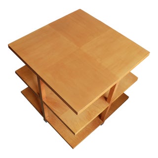 Tiger Maple Baker 3-Tier 1960s Classic Side Table For Sale