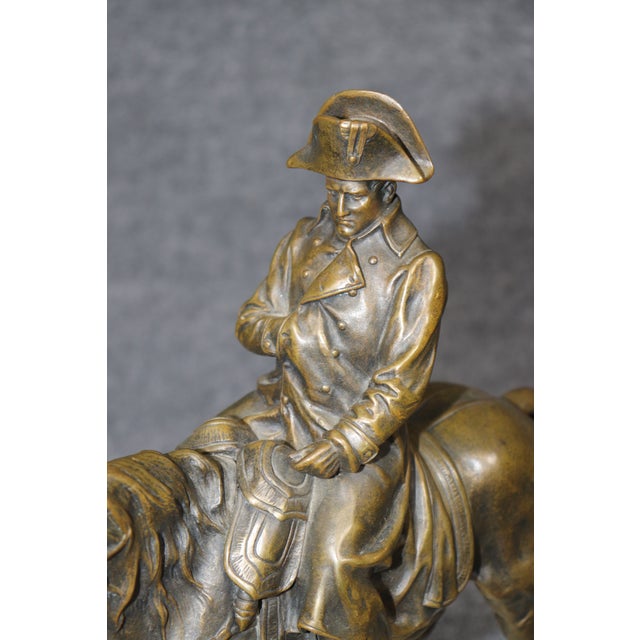 Antique French Bronze and Alabaster Sculpture Napolean on Horseback For Sale - Image 10 of 11