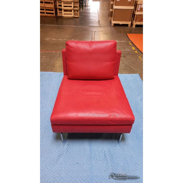 Ligne Roset Stricto Sensu Leather Chairs in red, circa early 2000's.