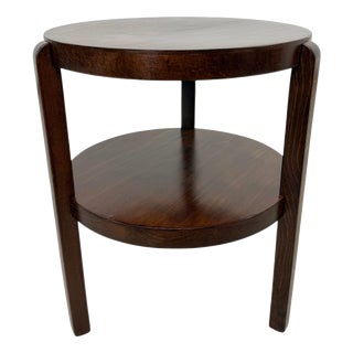 Art Deco Round Side Table with Shelf from Thonet Mundus, 1930s For Sale