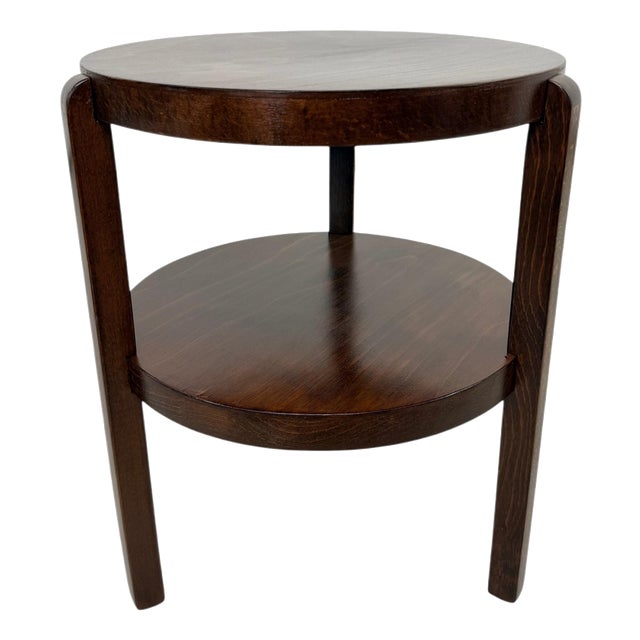 Art Deco Round Side Table with Shelf from Thonet Mundus, 1930s For Sale