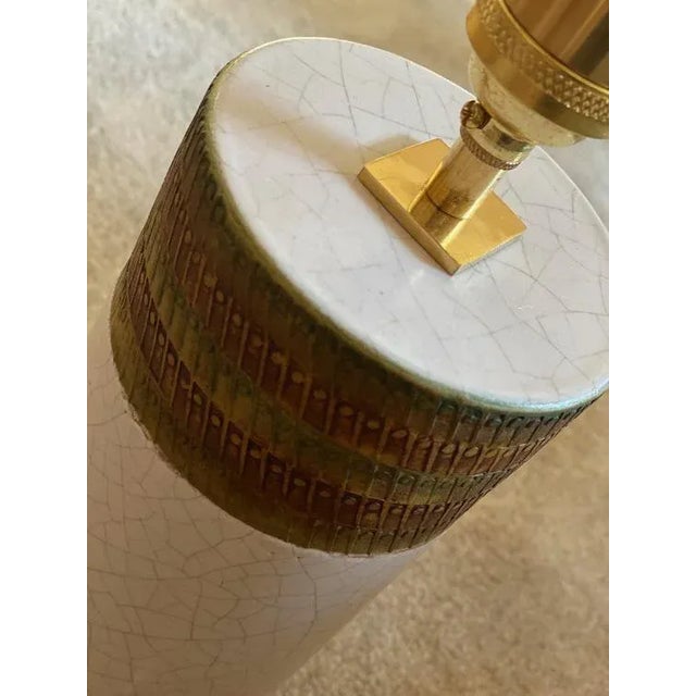 White and Brown Ceramic Table Lamp from Bitossi, 1960s For Sale - Image 6 of 9