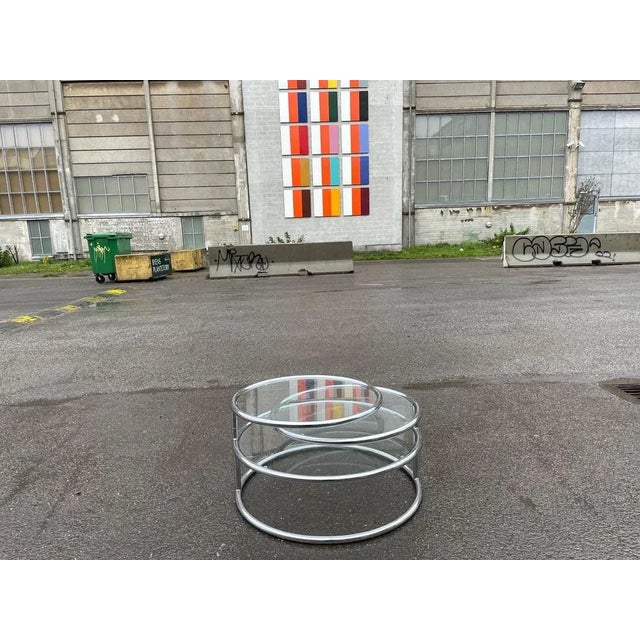 Vintage Italian Swivel Coffee Table in Chrome, 1973 For Sale - Image 3 of 7