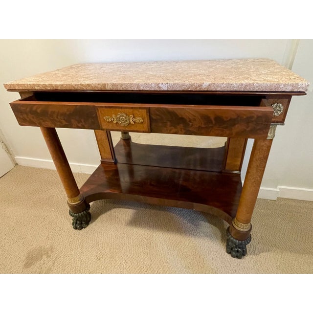 Traditional 19th Century French Empire Mahogany Console Table With Marble Top and Mirror For Sale - Image 3 of 9