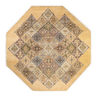 Mogul, One-of-a-Kind Hand-Knotted Area Rug - Yellow, 9' 1" x 9' 1" For Sale