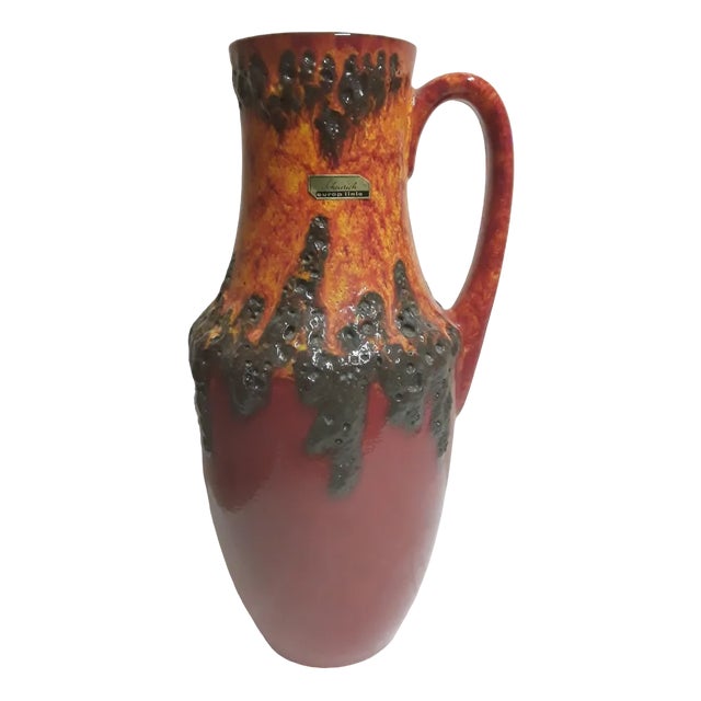 Vintage German Ceramic Vase in Fat Lava Design from Scheurich Europ Line, 1970s For Sale