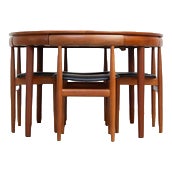 Roundette Dining Table and Chairs by Hans Olsen for Frem Røjle, 1960, Set of 5 For Sale