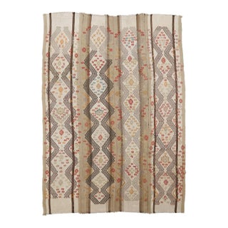 Mid 20th Century Embroidered Vintage Turkish Kilim Rug For Sale