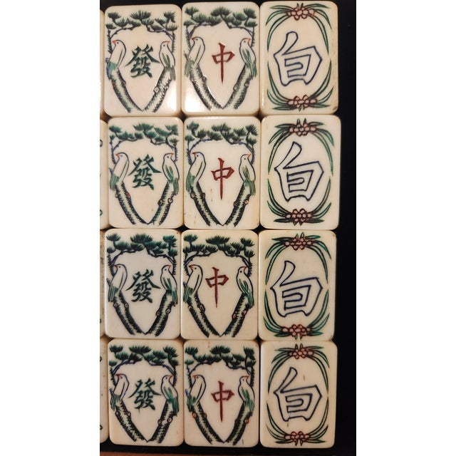 Museum-Quality Antique Mahjong Set From the 1920s in Bone and Bamboo For Sale - Image 16 of 18