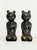 Pair of 1950s Japanese cast iron figurative Zen style bookends with a distressed patina. Each bookend depicts a serene...
